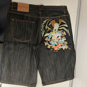 Gently used vintage ED Hardy denim shorts size 38